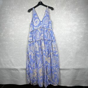 Free People Womens Small Julianna Maxi Dress Bluebell Combo Floral Sleeveless
